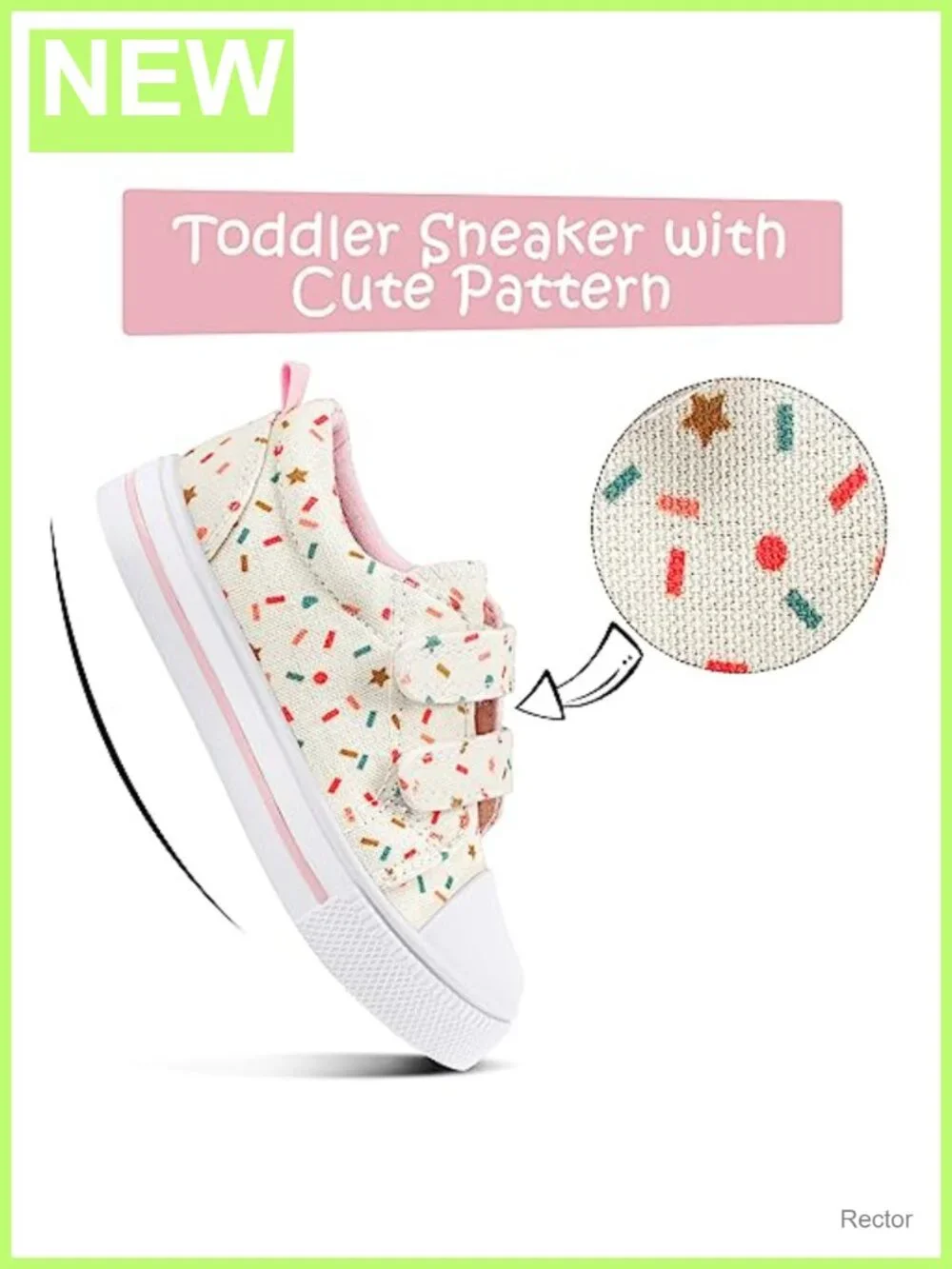 Toddler Girls Canvas Sneakers Dual Hook and Loop Casual